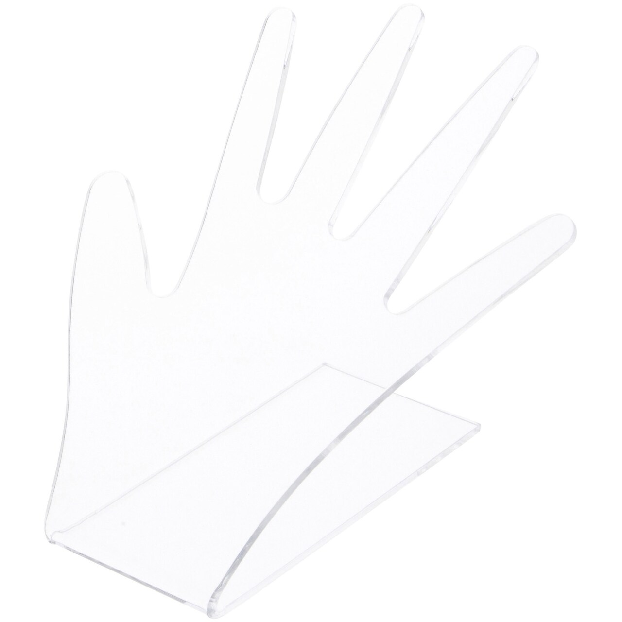 Plymor Flat Clear Acrylic Hand for Jewelry Display, 5.25" H x 5.5" W x 5" D